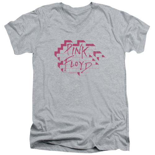 Roger Waters Pink Floyd Wall Logo Adult V-Neck T-Shirt Athletic Heather