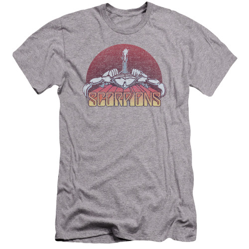 Scorpions Scorpions Color Logo Distressed Premuim Canvas Adult Slim Fit 30/1 T-Shirt Athletic Heather
