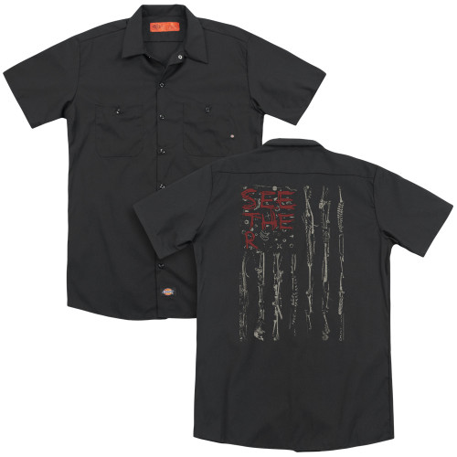 Seether Bone Flag (Back Print) Adult Work Shirt Black
