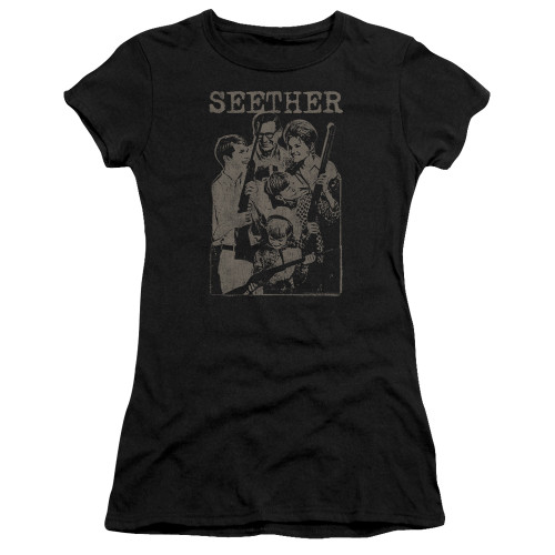 Seether Happy Family S/S Junior Women's T-Shirt Sheer Black