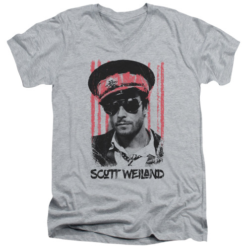 Scott Weiland Black Hat Adult V-Neck T-Shirt Athletic Heather