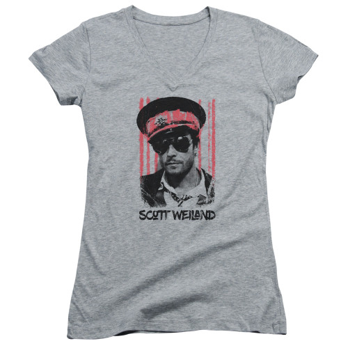 Scott Weiland Black Hat Junior Women's V-Neck T-Shirt Athletic Heather