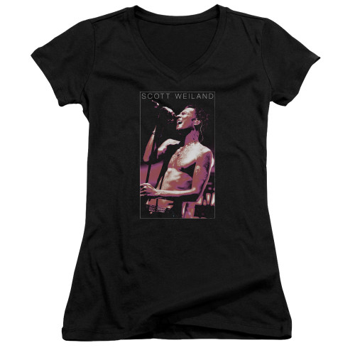 Scott Weiland Vocal Blast Junior Women's V-Neck T-Shirt Black