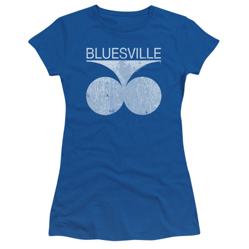 Bluesville Distressed Junior Women's Sheer T-Shirt Royal Blue