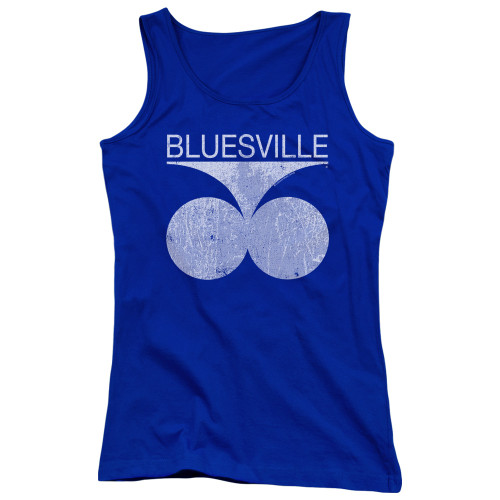 Bluesville Distressed Junior Women's Tank Top T-Shirt Royal Blue
