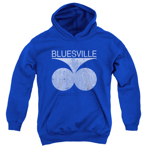 Bluesville Distressed Youth Pullover Hoodie Sweatshirt Royal