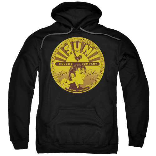 Sun Records Elvis Full Sun Label Adult Pullover Hoodie Sweatshirt Black