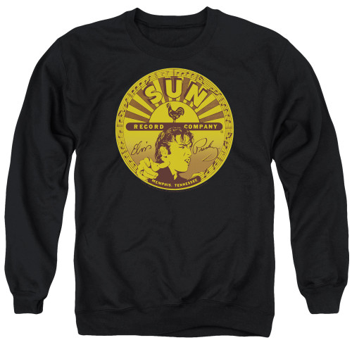 Sun Records Elvis Full Sun Label Adult Crewneck Sweatshirt Black