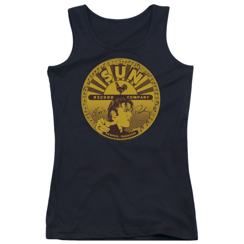 Sun Records Elvis Full Sun Label Junior Women's Tank Top Black