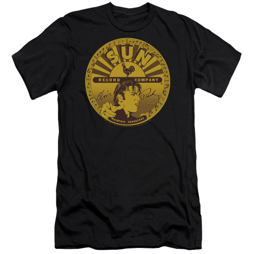 Sun Records Elvis Full Sun Label Premium Canvas Adult Slim Fit 30/1 T-Shirt Black