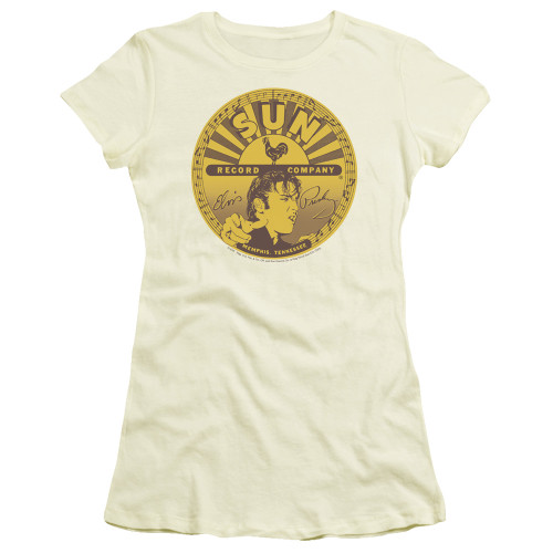 Sun Records Elvis Full Sun Label S/S Junior Women's T-Shirt Sheer Cream