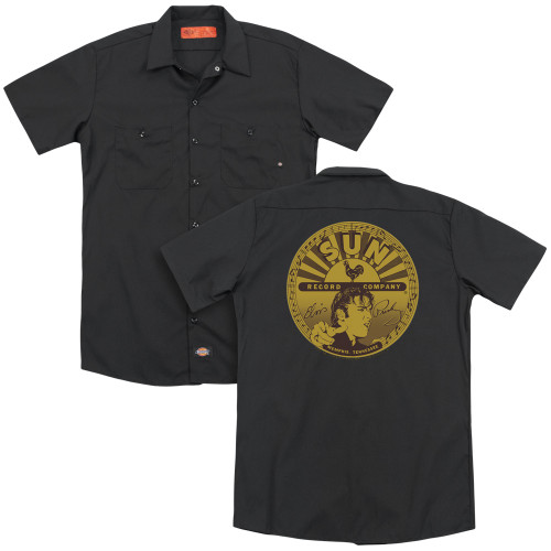Sun Records Elvis Full Sun Label (Back Print) Adult Work Shirt Black