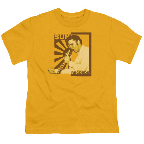 Sun Records Elvis On The Mic S/S Youth 18/1 T-Shirt Gold
