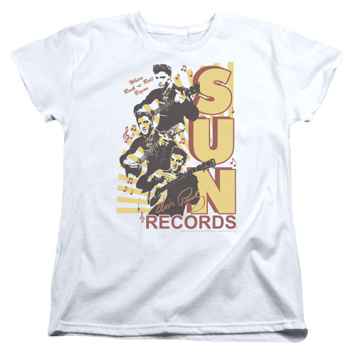 Sun Records Tri Elvis S/S Women's T-Shirt White