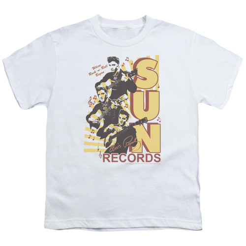 Sun Records Tri Elvis S/S Youth 18/1 T-Shirt White