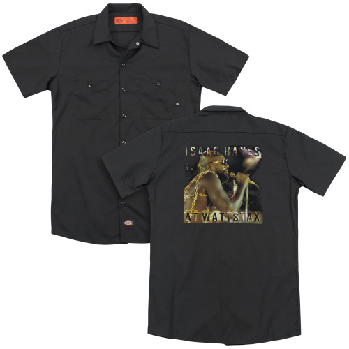 Isaac Hayes At Wattstax (Back Print) Adult Work Shirt Black