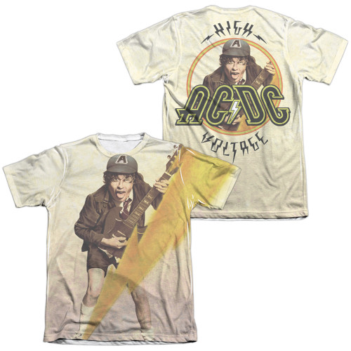 AC/DC Higher Voltage (Front/Back Print) Adult Sublimated T-Shirt White