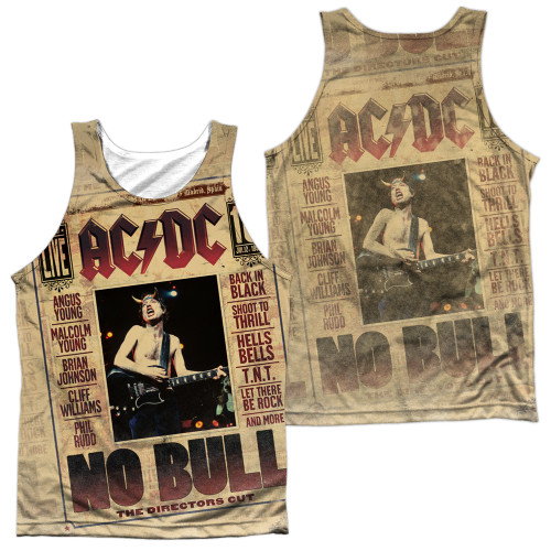 AC/DC No Bull (Front/Back Print) Adult Sublimated Tank Top T-Shirt White