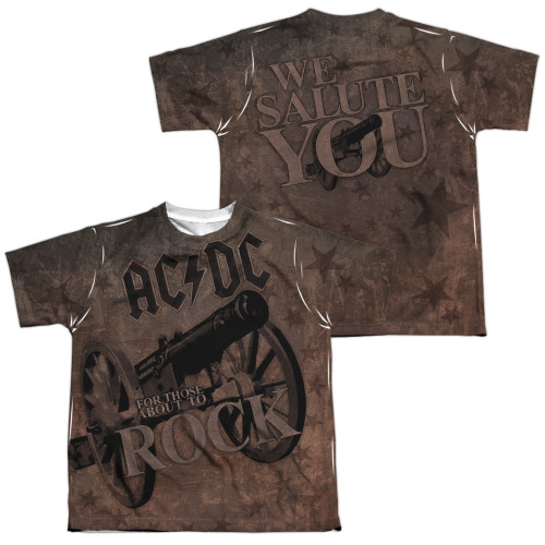 AC/DC We Salute You (Front/Back Print) Youth Sublimated Crew T-Shirt White