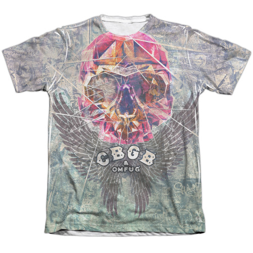 CBGB Graffiti Skull Adult Sublimated T-Shirt White