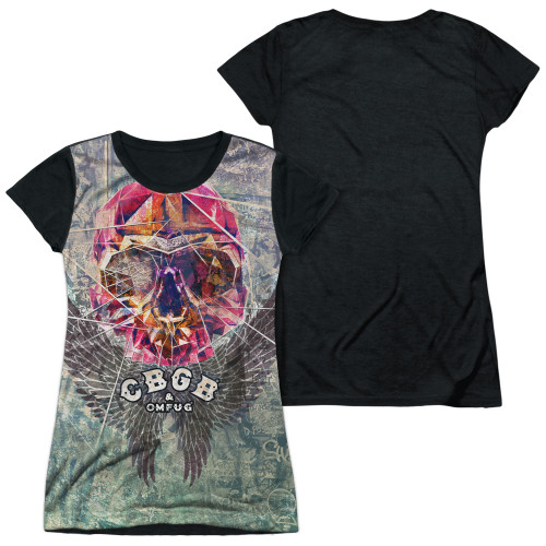 CBGB Graffiti Skull Junior Women's Sublimated T-Shirt White