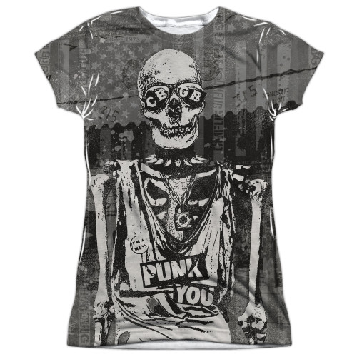 CBGB Punk You Junior Women's Sublimated Crew T-Shirt White