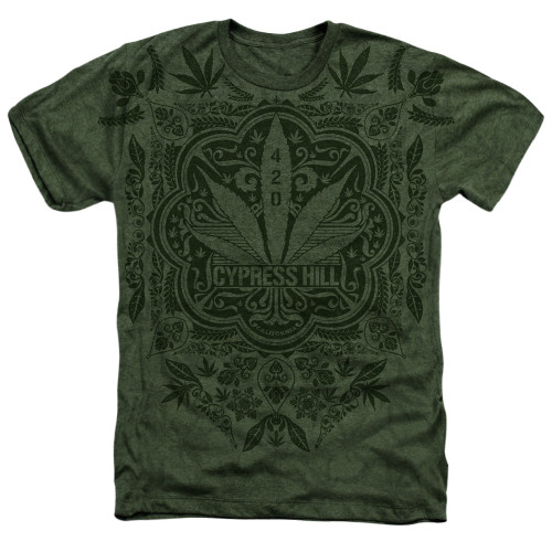 Cypress Hill Leaf Camo Adult Sublimated Heather T-Shirt Military Green