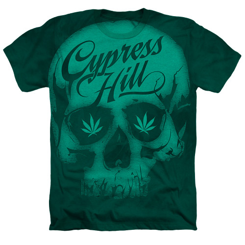 Cypress Hill Skull Adult Sublimated Heather T-Shirt Kelly Green