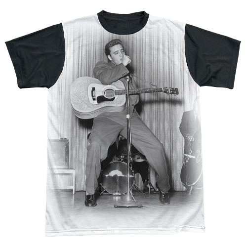 Elvis Presley On Your Toes Adult Sublimated T-Shirt White/Black