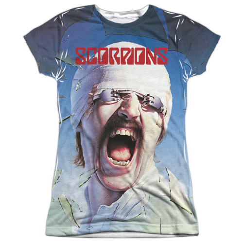 Scorpions Blackout Junior Women's Sublimated Crew T-Shirt White