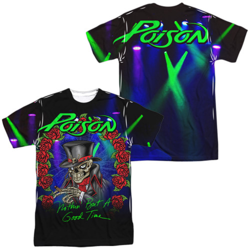 Poison Good Time Live (Front/Back Print) Adult Sublimated Crew T-Shirt White
