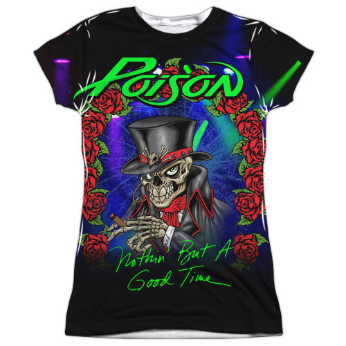 Poison Good Time Live Junior Women's Sublimated Crew T-Shirt White