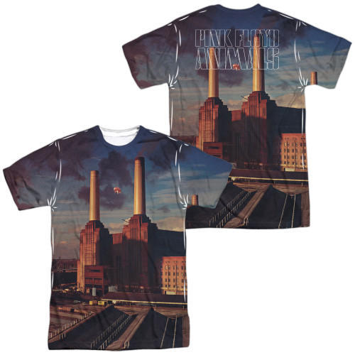 Pink Floyd Animals (Front/Back Print) Adult Sublimated Crew T-Shirt White