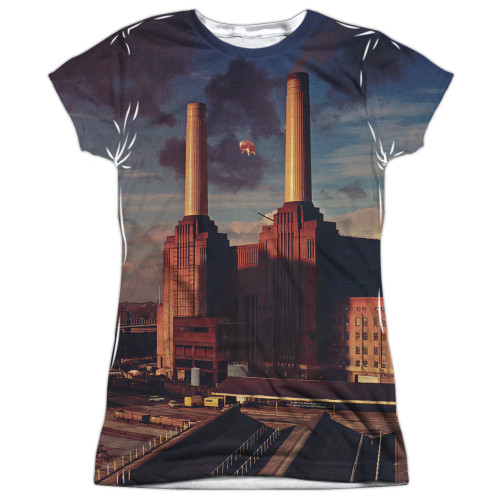 Pink Floyd Animals Junior Women's Sublimated Crew T-Shirt White