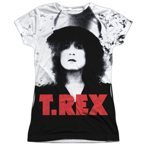 T. Rex The Slider Cover Junior Women's Sublimated Crew T-Shirt White