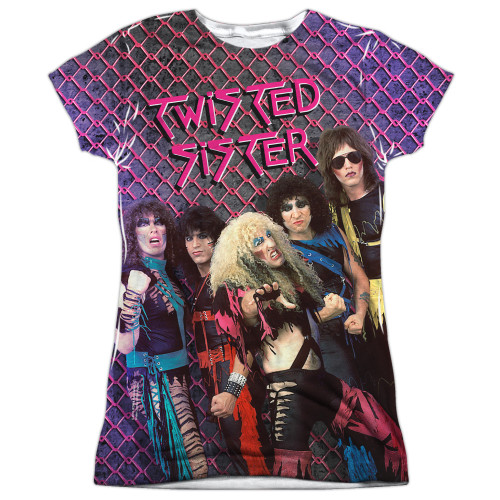 Twisted Sister Twisted 1984 Junior Women's Sublimated Crew T-Shirt White