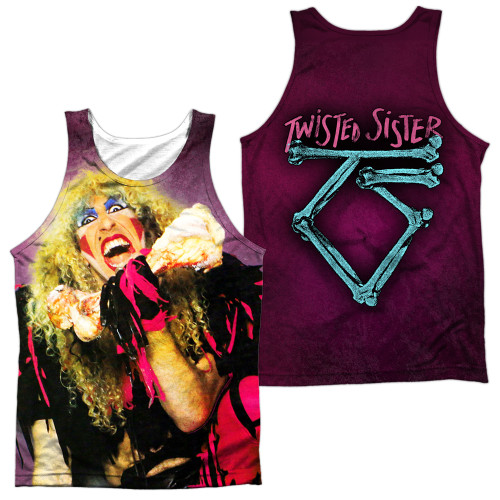 Twisted Sister Dee (Front/Back Print) Adult Sublimated Tank Top T-Shirt White