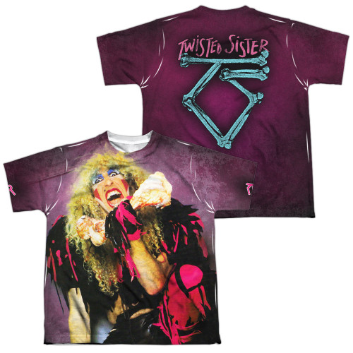 Twisted Sister Dee (Front/Back Print) Youth Sublimated Crew T-Shirt White