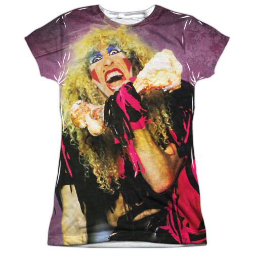 Twisted Sister Dee Junior Women's Sublimated Crew T-Shirt White