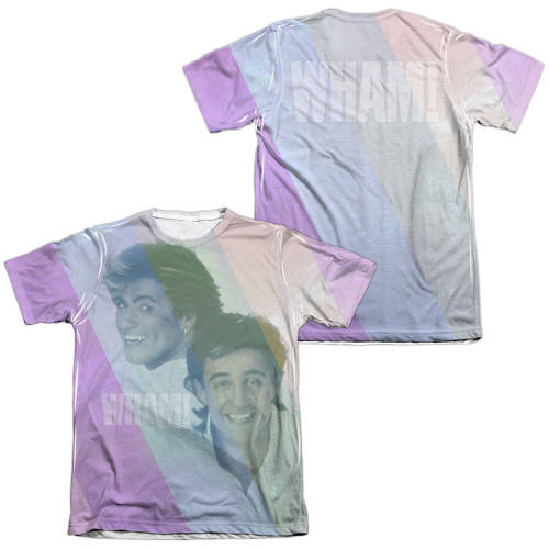 Wham Pastel Lines (Front/Back Print) Adult Sublimated T-Shirt White
