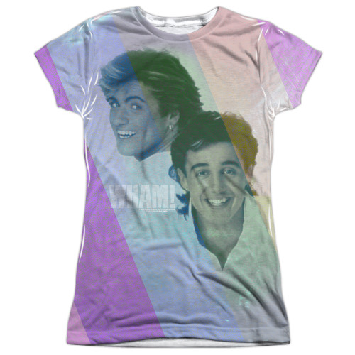 Wham Pastel Lines Junior Women's Sublimated Crew T-Shirt White