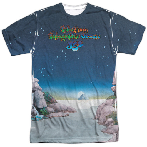 Yes Topographic Oceans Adult Sublimated Crew T-Shirt White