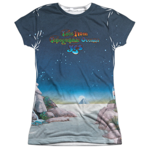 Yes Topographic Oceans Junior Women's Sublimated Crew T-Shirt White
