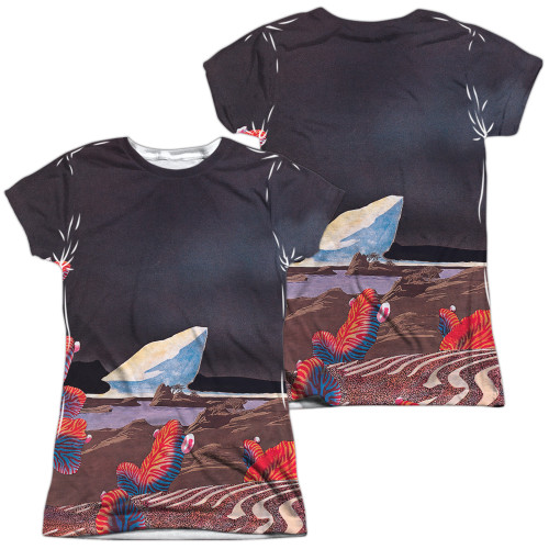 Yes Drama (Front/Back Print) Junior Women's Sublimated Crew T-Shirt White