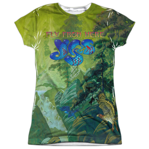 Yes Fly From Here Junior Women's Sublimated Crew T-Shirt White