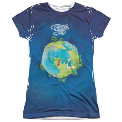 Yes Fragile Junior Women's Sublimated Crew T-Shirt White