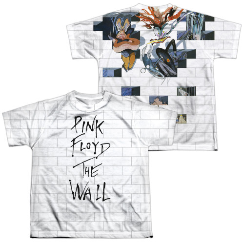 Roger Waters Pink Floyd The Wall (Front/Back Print) Youth Sublimated Crew T-Shirt White