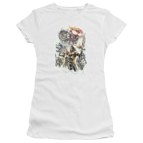 Aquaman Movie King Of Atlantis Junior Women's Sheer T-Shirt White