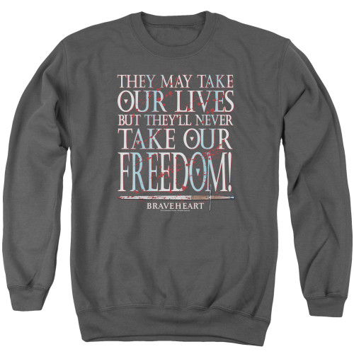 Braveheart Freedom Adult Crewneck Sweatshirt Charcoal