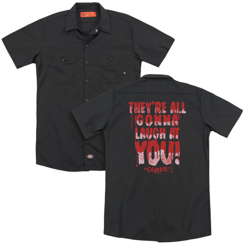 Carrie Laugh At You (Back Print) Adult Work Shirt Black